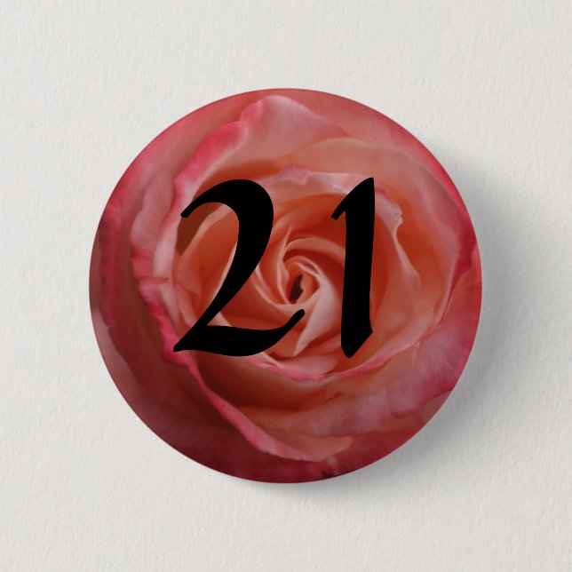 21st birthday button pink rose (Front)