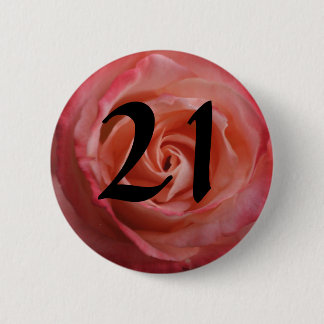 21st birthday button pink rose