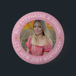 21st Birthday Buy Me A Drink  Button<br><div class="desc">21st Birthday Buy Me A Drink button.

Celebrate your 21st birthday with this great keepsake button. Wear it and let people know it's your 21st birthday! Have all your friends wear them for a night full of flowing drinks!</div>