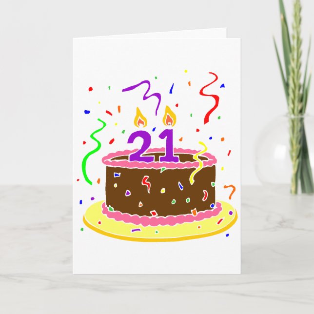 21st Birthday Cake Card (Front)