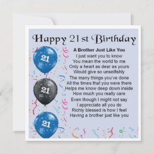 21st Birthday Card - Brother