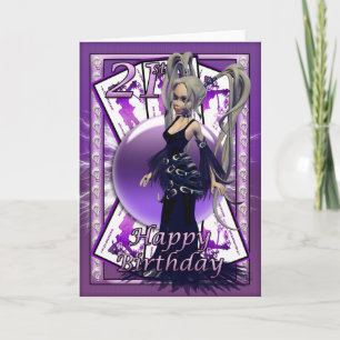 21st Birthday Card Gothic Doll, skuls, orb, cards