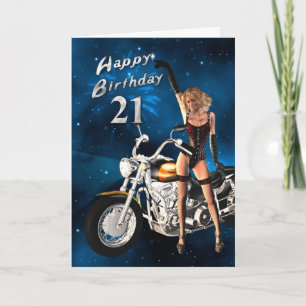 21st Birthday card with a motorbike