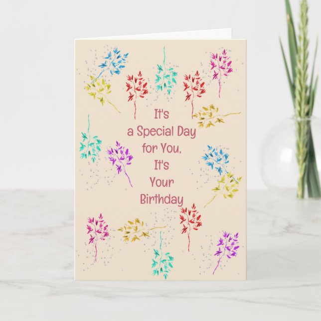 21st Birthday Card with Colourful Plant Leaves (Front)