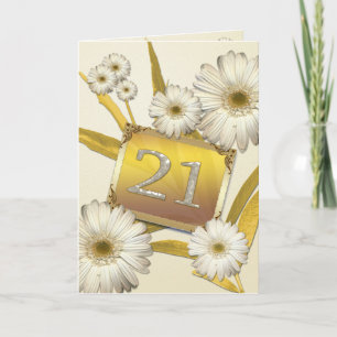 21st Birthday card with daisies.