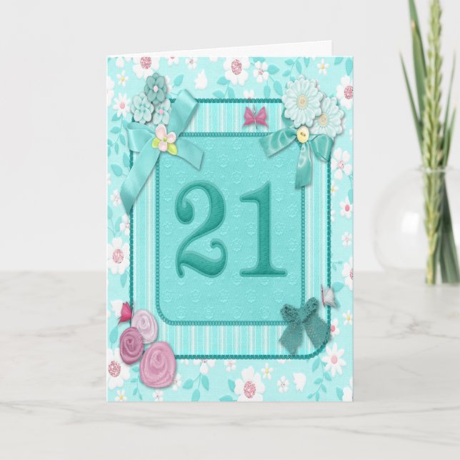 21st birthday card with flowers (Front)