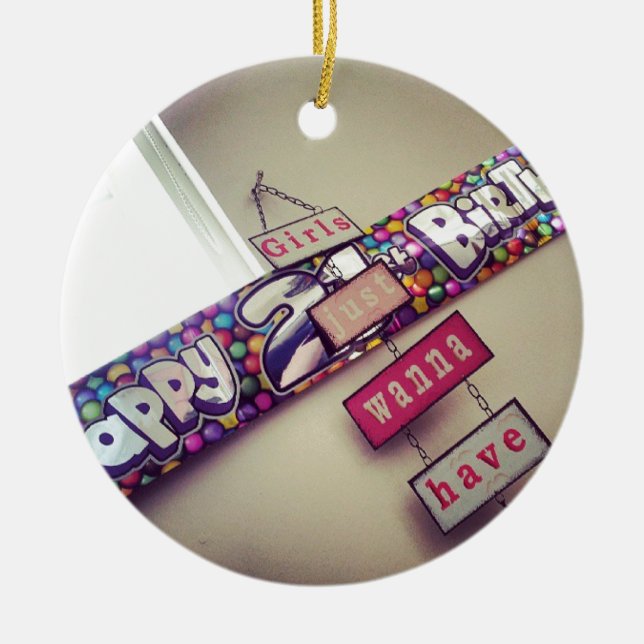 21st Birthday Ceramic Tree Decoration (Front)