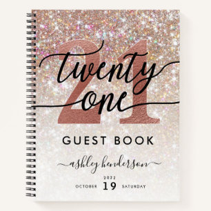 21st Birthday Champagne Glitter Guest Book