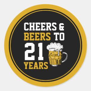 21st Birthday Cheers & Beers to 21 Years Classic Round Sticker
