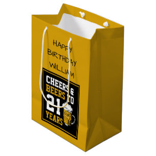 21st Birthday Cheers & Beers to 21 Years  Medium Gift Bag