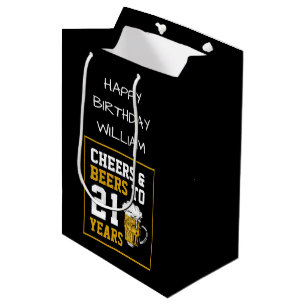 21st Birthday Cheers & Beers to 21 Years Medium Gift Bag