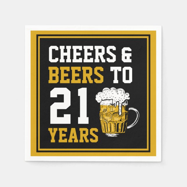 21st Birthday Cheers & Beers to 21 Years Napkin (Front)