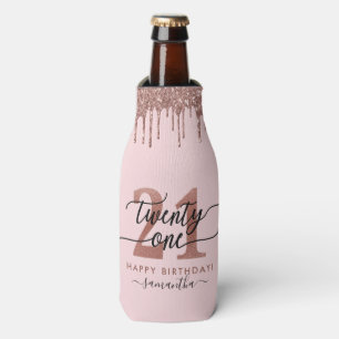 21st Birthday Chic Glitter Ombre Bottle Cooler