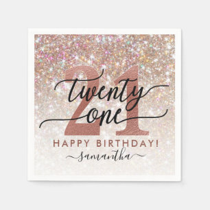 21st Birthday Chic Glitter Ombre Napkin