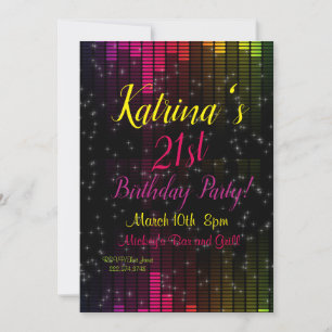 21st Birthday, Colourful Birthday Invitation