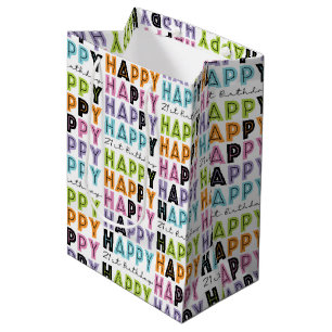 21st Birthday Colourful block and Script Type Medium Gift Bag