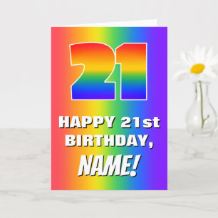 21st Birthday: Colourful, Fun Rainbow Pattern # 21 Card