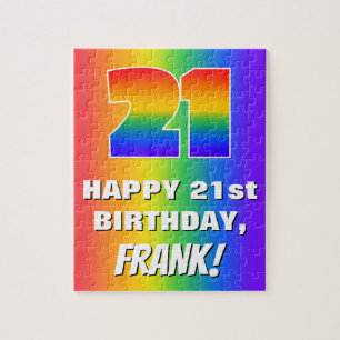 21st Birthday: Colourful, Fun Rainbow Pattern # 21 Jigsaw Puzzle