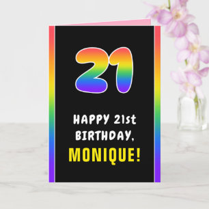 21st Birthday: Colourful Rainbow # 21, Custom Name Card