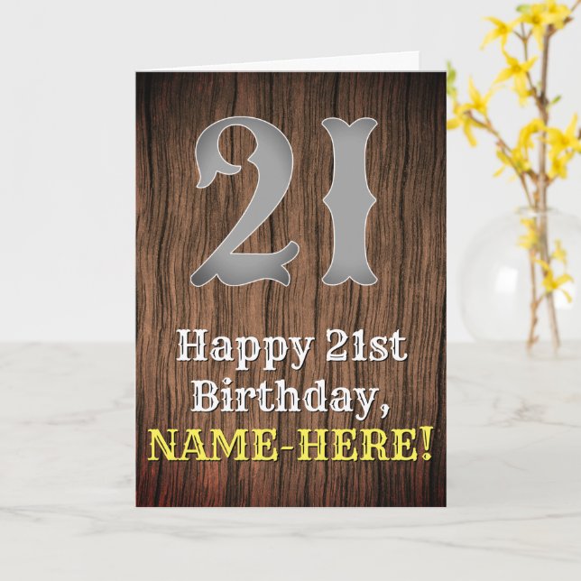 21st Birthday: Country Western Inspired Look, Name Card (Yellow Flower)
