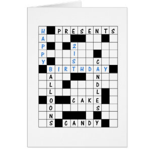 21st Birthday, Crossword Puzzle Birthday Card