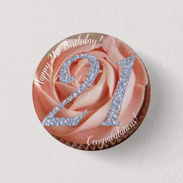 21st Birthday Cupcake 3 Cm Round Badge (Front)