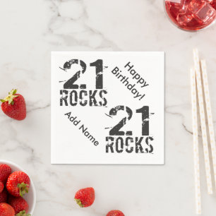 21st Birthday Custom Name 21 Rocks Paper Napkins