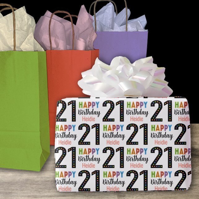 21st Birthday Customisable Name Birthday  Wrapping Paper (Creator Uploaded)