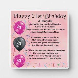 21st  Birthday Daughter Poem Plaque