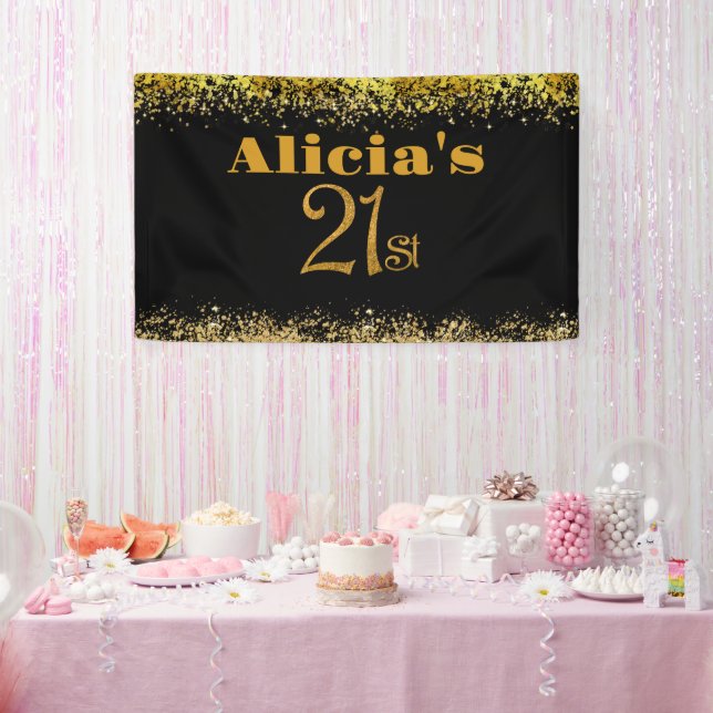 21st birthday Decorations Party Modern Twenty One Banner (Party)