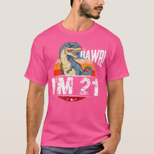 21St Birthday Dinosaur T Shirt 21 Years Old Party