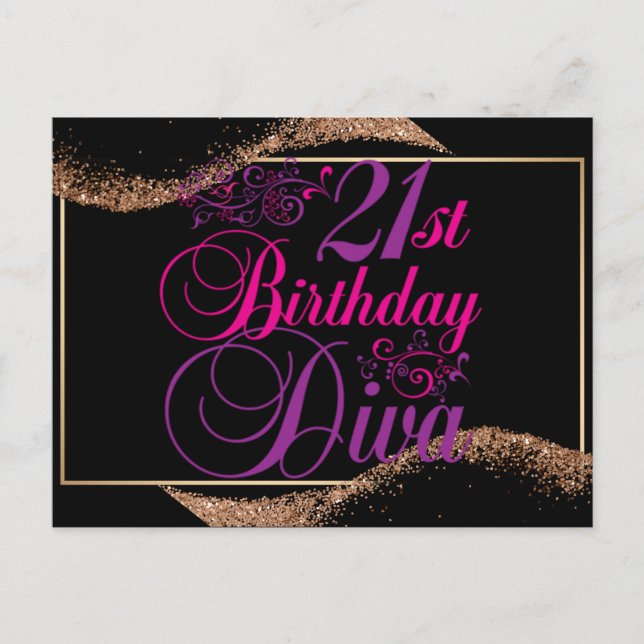 21st Birthday Diva Holiday Postcard (Front)