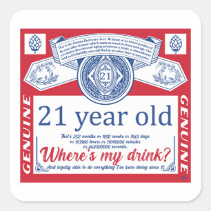 21st birthday drink legal, where is my drink square sticker