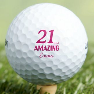 21st Birthday Elegant 21 and Amazing Pink Golf Balls