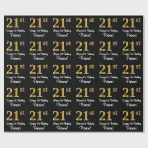 21st Birthday: Elegant Luxurious Faux Gold Look # Wrapping Paper