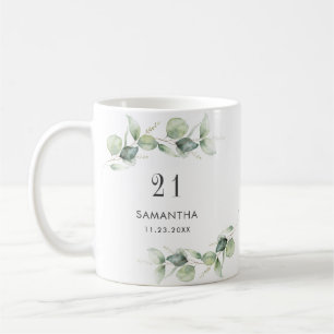 21st Birthday Eucalyptus Greenery Monogram Coffee Mug
