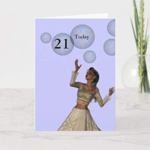 21st Birthday Fairy and Bubbles Card