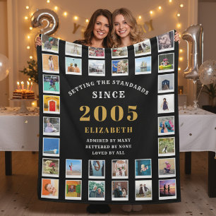 21st Birthday Family Photo Collage 32 Photographs Fleece Blanket