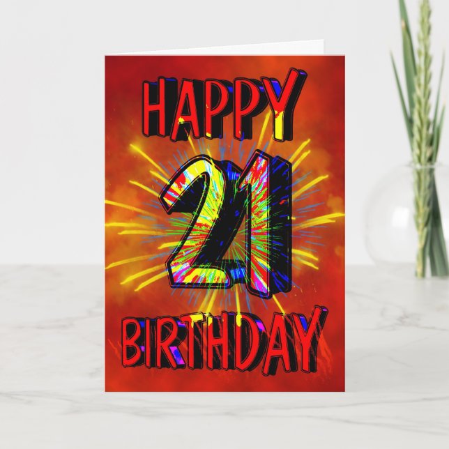21st Birthday Fireworks Card (Front)