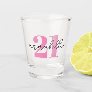 21st birthday first name shot glass