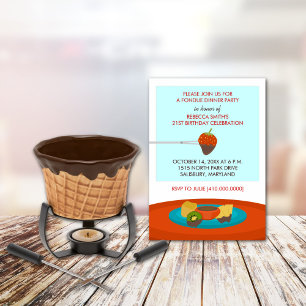21st Birthday Fondue Dinner Party Invitations