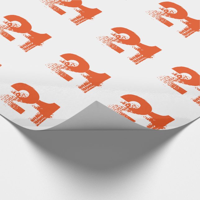 21st birthday for anyone, orange on white. wrapping paper (Corner)