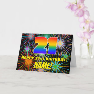 21st Birthday: Fun, Colourful Celebratory Firework Card