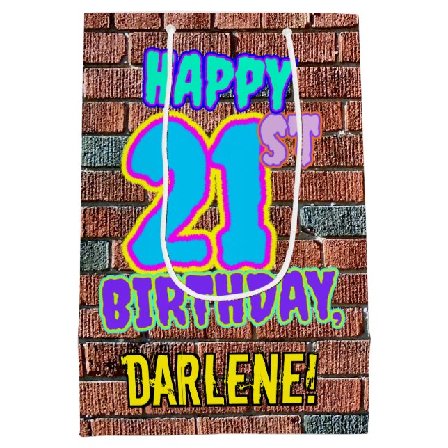 21st Birthday: Fun, Urban Graffiti Inspired Look Medium Gift Bag (Back)