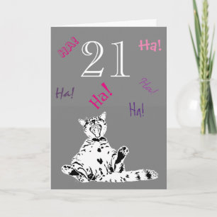 21st Birthday Funny Cat for Female Card