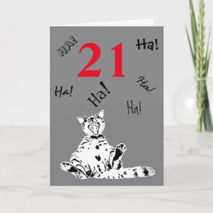 21st Birthday Funny Cat for Male Card