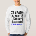 21st Birthday // Funny Men’s Birthday Countdown T-Shirt<br><div class="desc">Celebrate someone special's birthday with this funny “21 Years of Being Awesome” Countdown TShirt!</div>