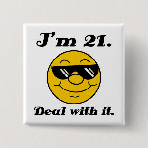 21st Birthday Gag Gift 15 Cm Square Badge