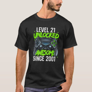 21St Birthday Gaming Level 21 Unlocked Awesome Sin T-Shirt