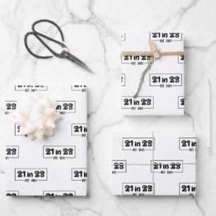 21st Birthday Gift 21 in 23 Est 2002 Wrapping Paper Sheet